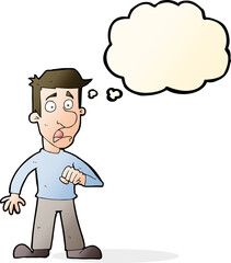 cartoon shocked man with thought bubble