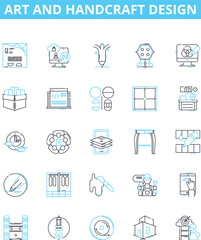 Art and handcraft design vector line icons set. Inspiration, Creativity, Design, Sketch, Draft, Color, Texture illustration outline concept symbols and signs