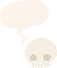 cartoon skull and speech bubble in retro style