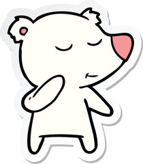 sticker of a cartoon polar bear considering