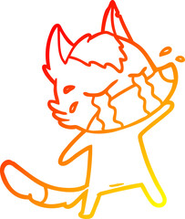 warm gradient line drawing cartoon crying wolf