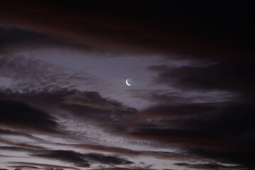 Crescent moon and clouds in night sky © Mark Hunter