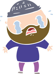 flat color style cartoon bearded man crying
