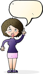 cartoon woman with idea with speech bubble