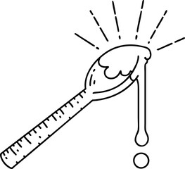 traditional black line work tattoo style spoonful of honey