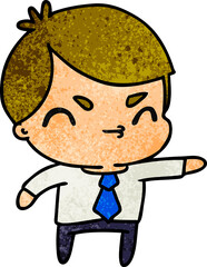 textured cartoon of a kawaii cute boy