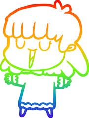 rainbow gradient line drawing cartoon woman