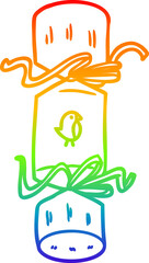 rainbow gradient line drawing christmas cracker cartoon