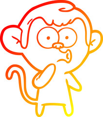 warm gradient line drawing cartoon hooting monkey