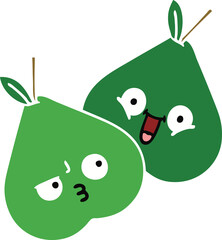 flat color retro cartoon pears