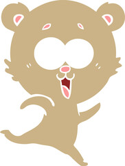 laughing teddy  bear flat color style cartoon