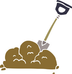 cartoon doodle shovel in dirt
