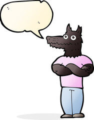 cartoon werewolf with speech bubble