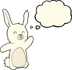cartoon happy rabbit with thought bubble