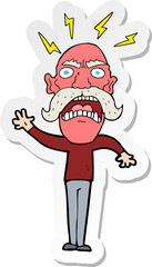 sticker of a cartoon furious old man