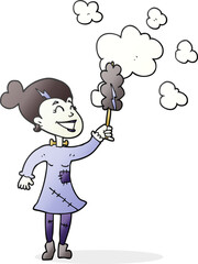 cartoon zombie woman dusting