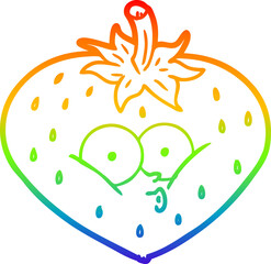 rainbow gradient line drawing cartoon strawberry
