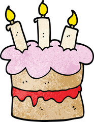 cartoon doodle birthday cake