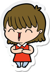 sticker of a cartoon woman