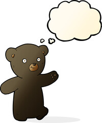 cartoon black bear cub with thought bubble