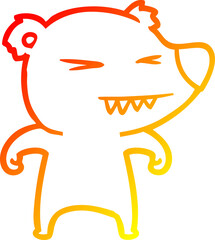 warm gradient line drawing angry bear cartoon