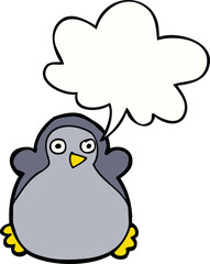 cartoon penguin and speech bubble