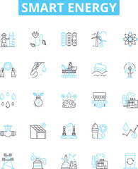 Smart Energy vector line icons set. Smart, Energy, Technologies, Metering, Saving, Automation, Efficiency illustration outline concept symbols and signs