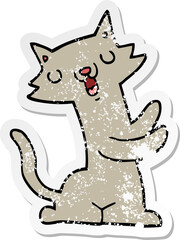 distressed sticker of a cartoon cat