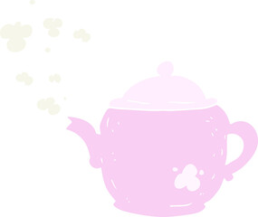 flat color illustration of a cartoon teapot