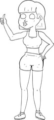 black and white cartoon gym woman