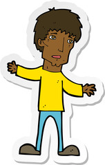 sticker of a cartoon worried man
