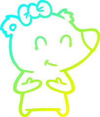 cold gradient line drawing female polar bear cartoon