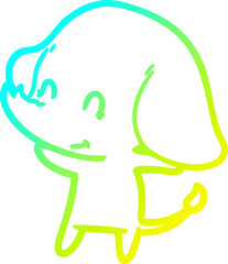 cold gradient line drawing cute cartoon elephant
