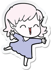 sticker of a cartoon elf girl
