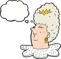 cartoon queen head with thought bubble