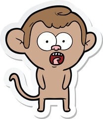sticker of a cartoon shocked monkey