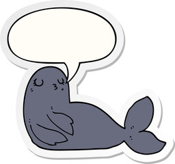 cartoon seal and speech bubble sticker