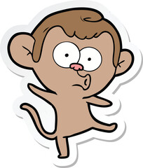 sticker of a cartoon surprised monkey