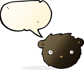cartoon black bear head with speech bubble