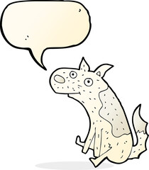 cartoon sitting dog with speech bubble