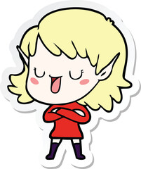 sticker of a cartoon elf girl