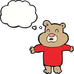 cartoon unhappy bear  with thought bubble