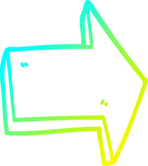 cold gradient line drawing cartoon pointing arrow