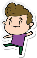 sticker of a happy cartoon man