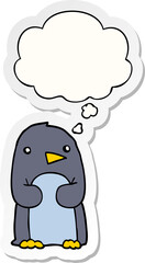 cartoon penguin and thought bubble as a printed sticker