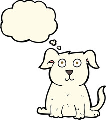 cartoon happy dog with thought bubble