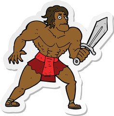 sticker of a cartoon fantasy hero man