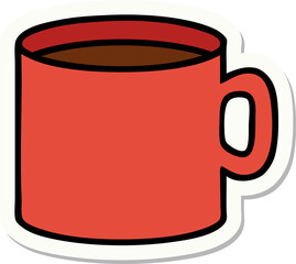 tattoo style sticker of cup of coffee