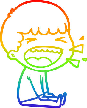 recommend clip art: rainbow gradient line drawing cartoon laughing man