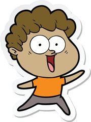sticker of a excited man cartoon